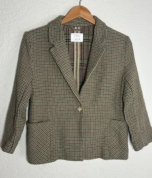 Vintage Zara Houndstooth Single Button Blazer Crop Academia Collegiate Business thumbnail 1