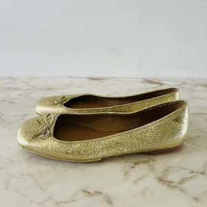 TORY BURCH Laila Metallic Gold Leather Driver Ballerina Flats Bow Accent - US 7 thumbnail 5