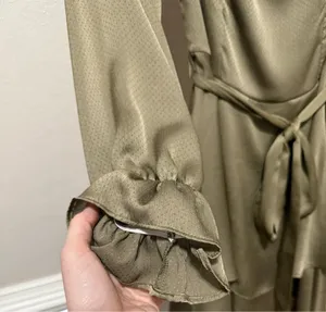 Altar'd State Olive Green Long Sleeve Midi Dress thumbnail 5