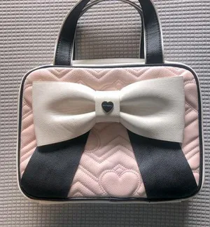Betsey Johnson Pink Quilted hearts now weekender cosmetic bag thumbnail 1