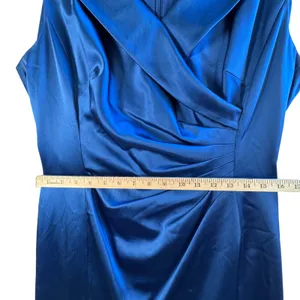 Tahari Arthur S. Levine Royal Blue Satin Ruched Cocktail Dress Sz‎ 14 Evening thumbnail 7