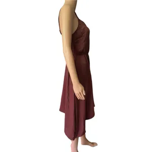 Steve Madden Chocolate Brown Satin Shark Bite Hem Dress Size XS thumbnail 2