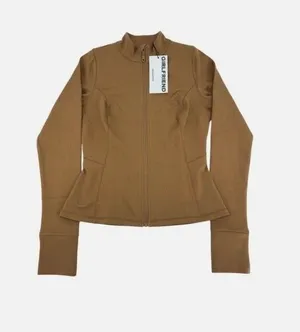 NEW Girlfriend Collective Women's Parker Seamed Jacket Sepia Brown Activewear S thumbnail 1