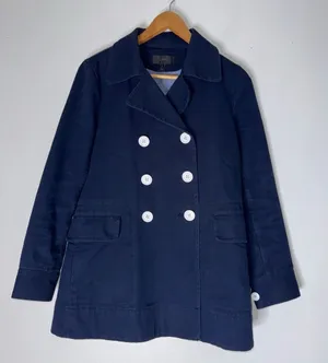 J. Crew Navy Cotton Twill Peacoat‎ White Button Coastal Core Size 4 thumbnail 1