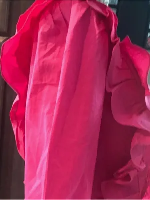 Feminine Ruffled V-Neck Peplum Blouse in Hot Pink thumbnail 7