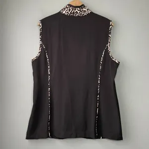 Christopher & Banks Vest Size Large Zip Up Black Leopard Print Chic Whimsigoth thumbnail 5