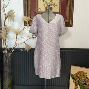 NWT Greylin Cali Jacquard Silk Blend Puff Sleeve Mini Dress Lavender L🧡🎀 thumbnail 3