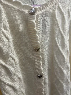 wild fable Cream Cable-Knit Cardigan with Heart Buttons thumbnail 2