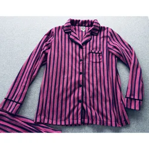 Anne Klein Women's 2 pc Size Medium PJ'S Fleece Pajama Set Striped Pink/Purple thumbnail 2