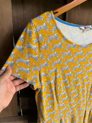 Boden Mustard Yellow Cheetah Animal Print Cotton Dress thumbnail 2
