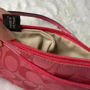 COACH Pink Signature Canvas Wristlet thumbnail 6