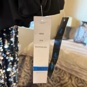 Brand new black/silver sequins mini dress size Large Black thumbnail 6
