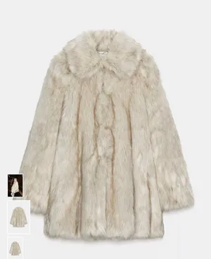 Zara Faux Fur Cost with padded shoulders thumbnail 1