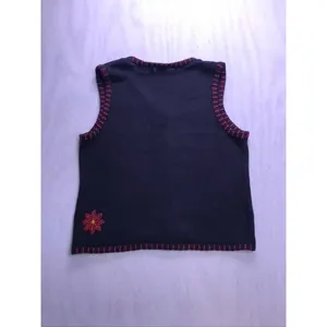 Holiday Editions Sweater Vest Women XL Black‎ Red Poinsettia Beaded Christmas thumbnail 4