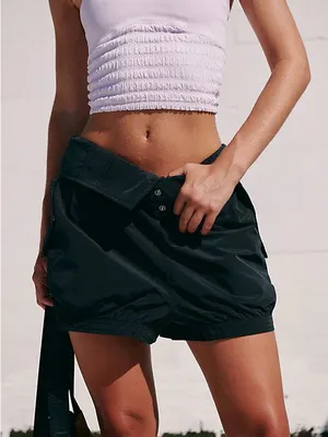 Free People Black Convertible Balloon Baggy Utility Shorts Women’s Size Small thumbnail 10