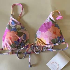 DIPPIN DAISYS | Pink Floral Triangle Bikini Top | Size Extra Small thumbnail 1