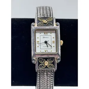 Geneva Platinum‎ Cuff Bracelet Watch Vintage Silver Tone Bangle Japan Movt thumbnail 4