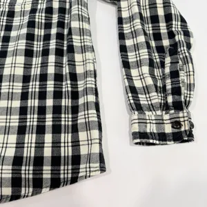 LL Bean Black/White Scotch Plaid Cotton Flannel Button Shirt Relaxed Fit MEDIUM thumbnail 5