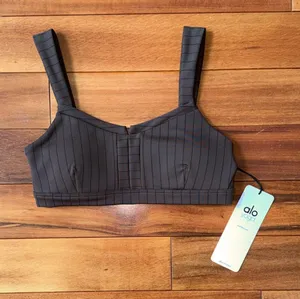 ALO Yoga Brown and Black Striped Sports Bra thumbnail 1