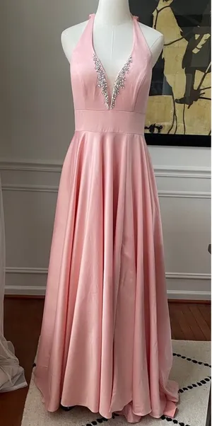 Glow Pink Princess Prom Drew Formal Gown Rhinestone 10 thumbnail 1