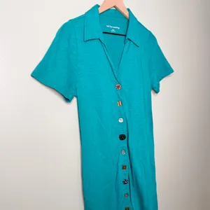 Soft Surroundings Danielle Button Midi Dress Teal Blue Green Size Small thumbnail 5