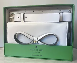 Kate Spade New York White Leather Bow Belt Bag Adjustable Fanny Pack L/XL‎ NEW thumbnail 1