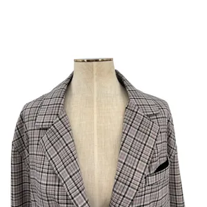 Free People Cali Plaid Blazer Jacket Gray Neutral Size Large‎ thumbnail 4