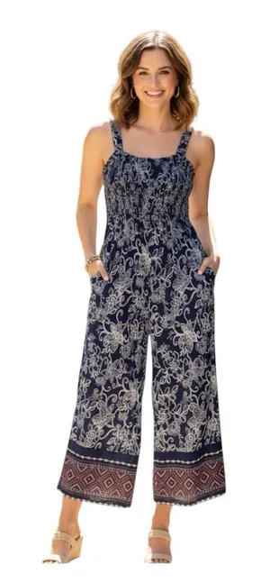Larsyn & Lily Floral Navy Jumpsuit size X-Large thumbnail 1