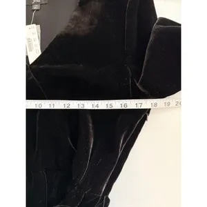 J. Crew Black Velvet Faux‎ Wrap Long Sleeve Tie Waist Blouse Size 10 thumbnail 5