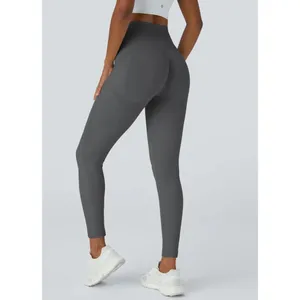 Halara‎ OneForm Seamless Flow High Waisted Ruched 7/8 Yoga Leggings Medium Gray thumbnail 2