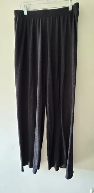 Bailey 44 Black Ribbed Wide Leg‎ Elastic Waist Pull On Pants thumbnail 1