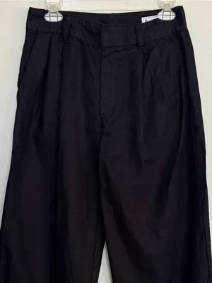 GAP Black Pleated Linen Pants size 6 thumbnail 3