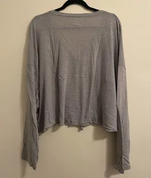 Aerie Gray Breezy Linen Distressed Henley T-Shirt Size XXL thumbnail 10