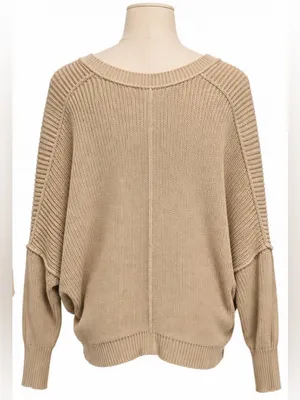Aerie Beige Batwing Dolman Sweater Oversized High Low Knit Size S thumbnail 3