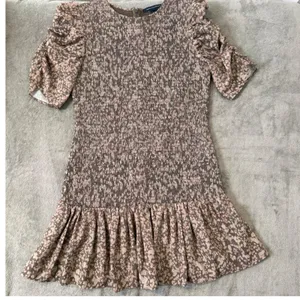 French Connection Smocked Mini Dress Ruched Sleeve‎ Size L Cottage Erika Drape thumbnail 5