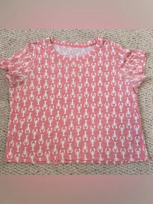 Aeropostale Lobster Print Tee Medium coral‎ Nautical Coastal Preppy Graphic thumbnail 2