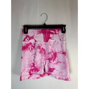 Unbranded Biker Shorts Womens M Pink Tie Dye High Waist Scrunch thumbnail 2