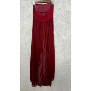 Vintage Y2K Babydoll‎ Maxi Dress Womens Small Red Beaded Chiffon Fairy HOCO Prom thumbnail 2