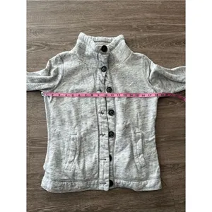 Hollister Gray Sherpa Lined Coat Womens Medium Funnel Neck Button Front Jacket thumbnail 8