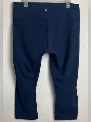 Lululemon True Navy High Rise 21” Wunder Under Crop Leggings Sz 14 thumbnail 5