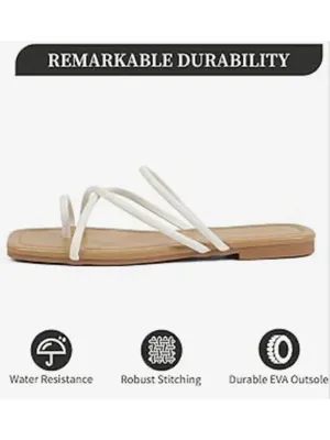 NEW Flat Sandals Comfortable Open Toe Slip On Waterproof 8.5 Brown thumbnail 3