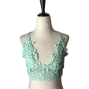 Free People Miss Dazie Bralette Women Small Mint Green Floral Crochet Lace Boho thumbnail 2