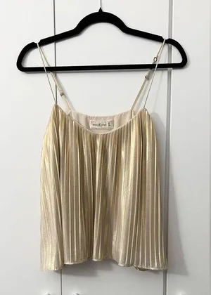 Vintage Abercrombie & Fitch Metallic Pleated Cami - Gold - XS thumbnail 5