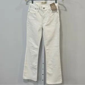 NWT Madewell Kick‎ Out Crop Jeans White Stretch Denim Jeans NI961 thumbnail 3