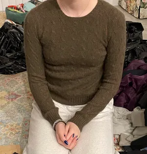 Ralph Lauren Green cashmere cable sweater thumbnail 1