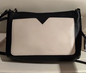Apt 9 Womens Crossbody Bag Black‎ Cream Colorblock Faux Leather HAP74CL25A5 thumbnail 1