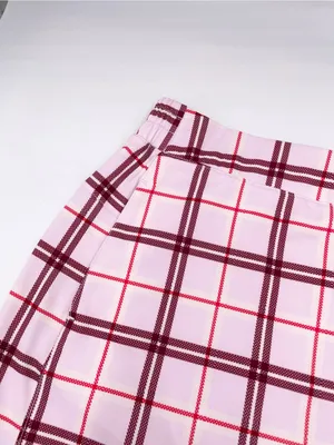 Lady Hagen Golf Skort Women's Athletic Skirt Size Large Pink Red Plaid Preppy thumbnail 3
