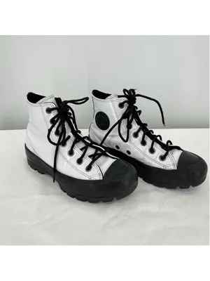 Converse All Star Chuck Taylor Lugged High Top Sneakers White Patent Leather 6 thumbnail 3