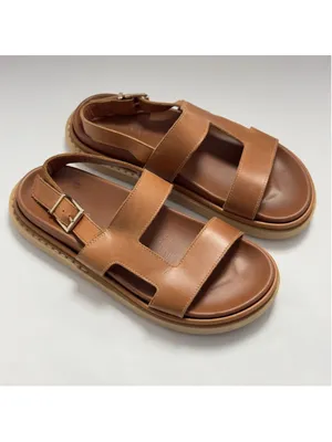 ALOHAS Lorelei Cut Out Leather Footbed Flat Sandal Tan Size 8.5 thumbnail 2