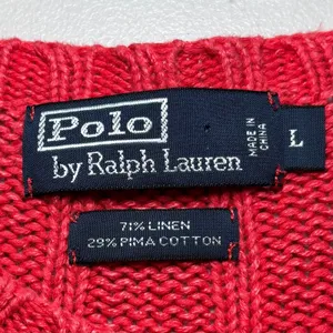 Polo Ralph Lauren Tangerine Orange Linen Cotton Blend Chunky‎ Sweater Large thumbnail 5